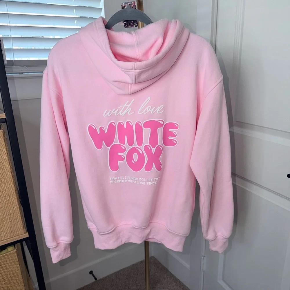 SOLD 233. White Fox With Love Always Oversized Hoodie Baby Pink - Picture 4 of 7